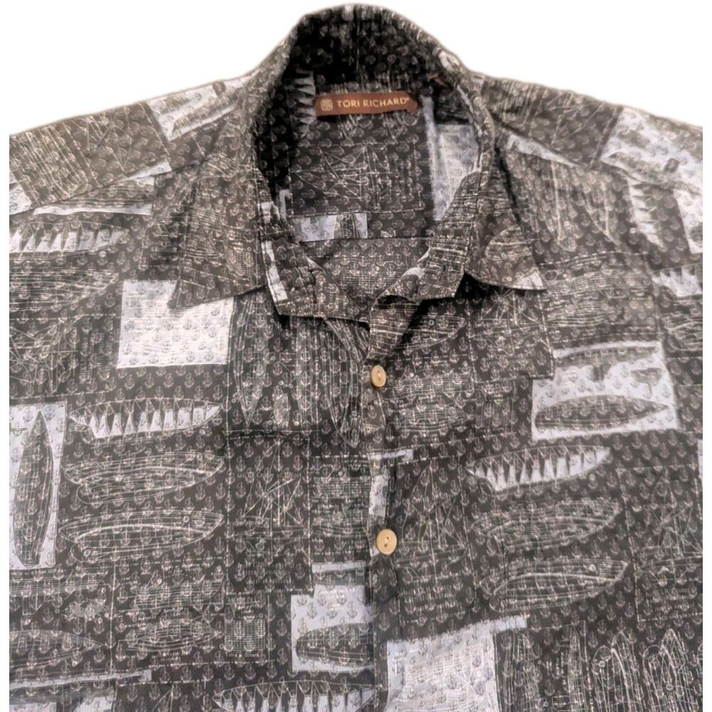 Tori‎ Richard Shirt Mens Medium Button Up Graphic Print Beach Read